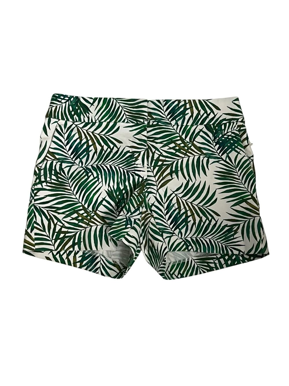 LOFT Riviera Shorts Palm Leaf Tropical Green White Women's 0 Beach Preppy